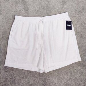 DKNY Men's White Linen Shorts Size XL NEW Bohemian Quiet Luxury